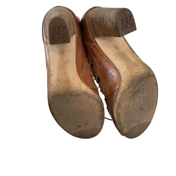 Paul Green Sandal 6.5 US / 4 UK Jansen Lace Up Block Heel Cuoio Leather Patina - Picture 6 of 8